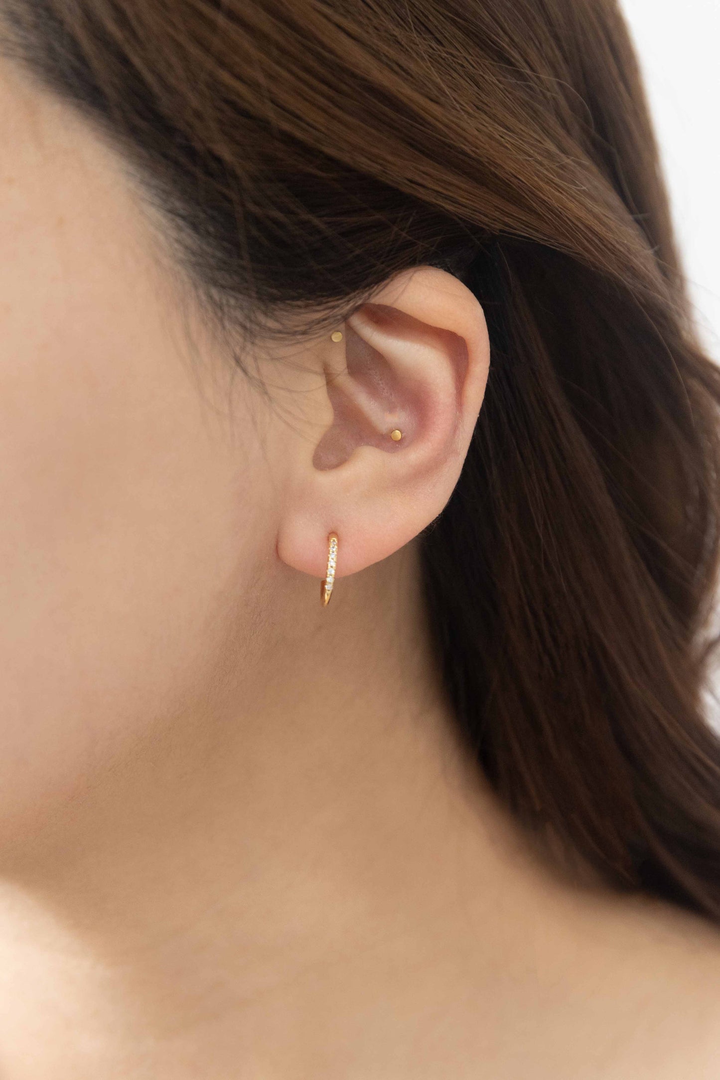 Thin Stone Hoop Earrings | Gold