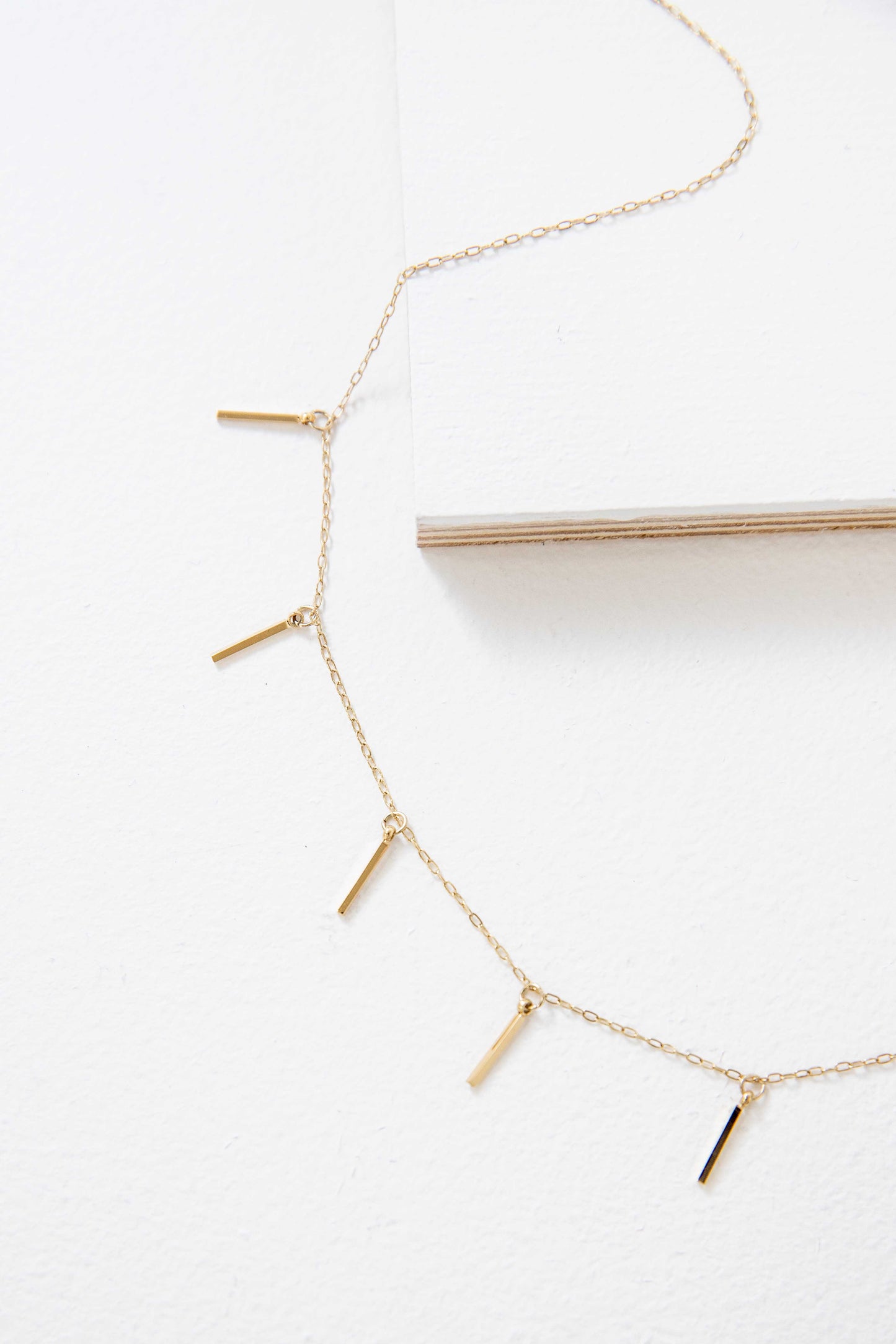 Bar Tassel Drop Necklace | Gold