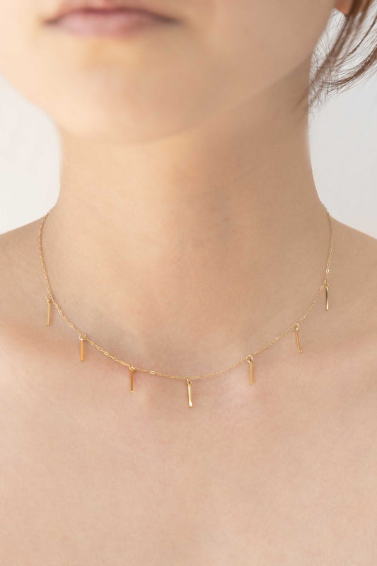 Bar Tassel Drop Necklace | Gold