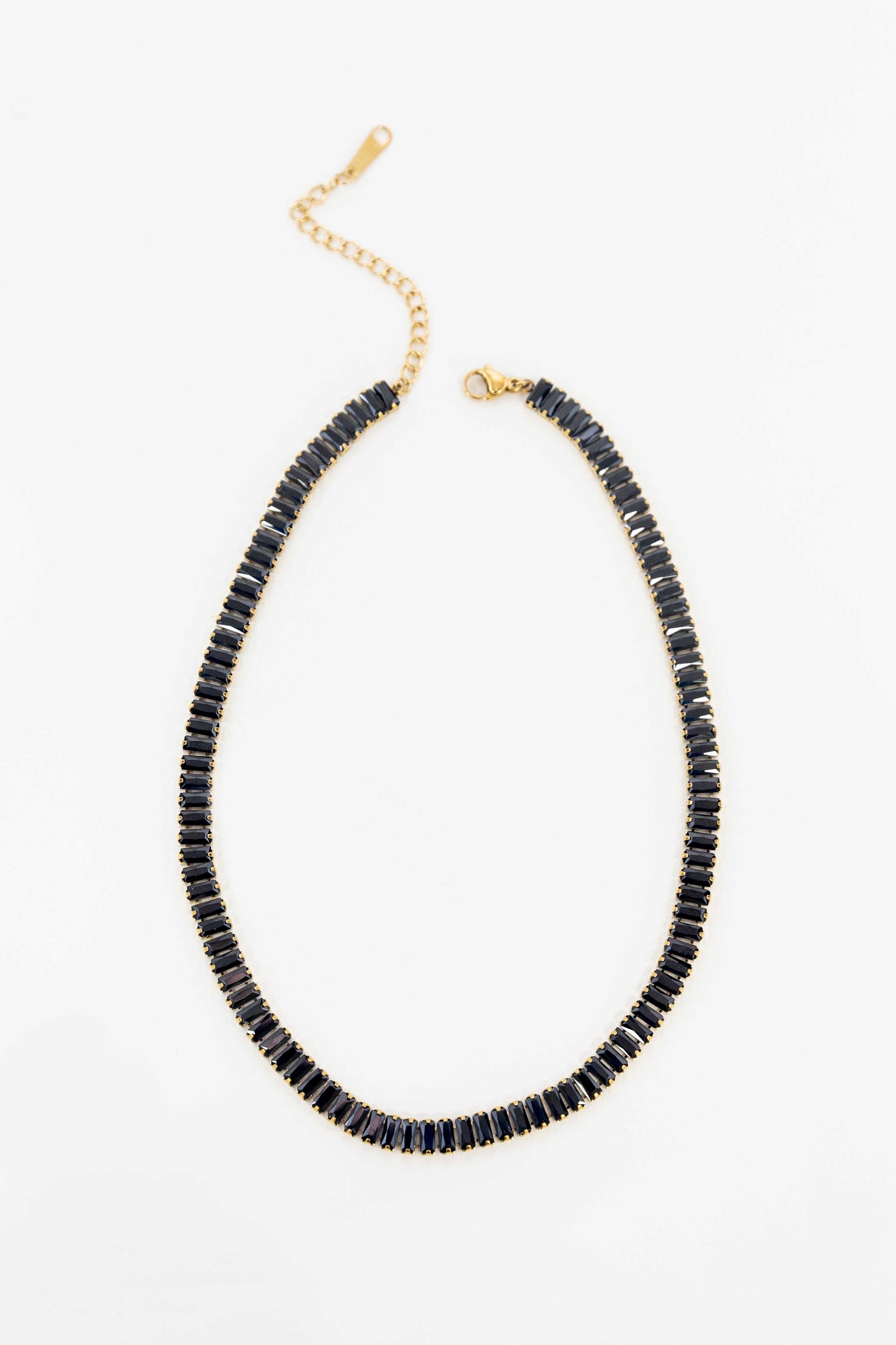 Baguette Stone Tennis Necklace | Black