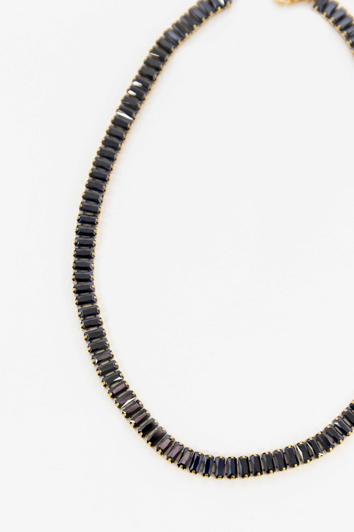 Baguette Stone Tennis Necklace | Black