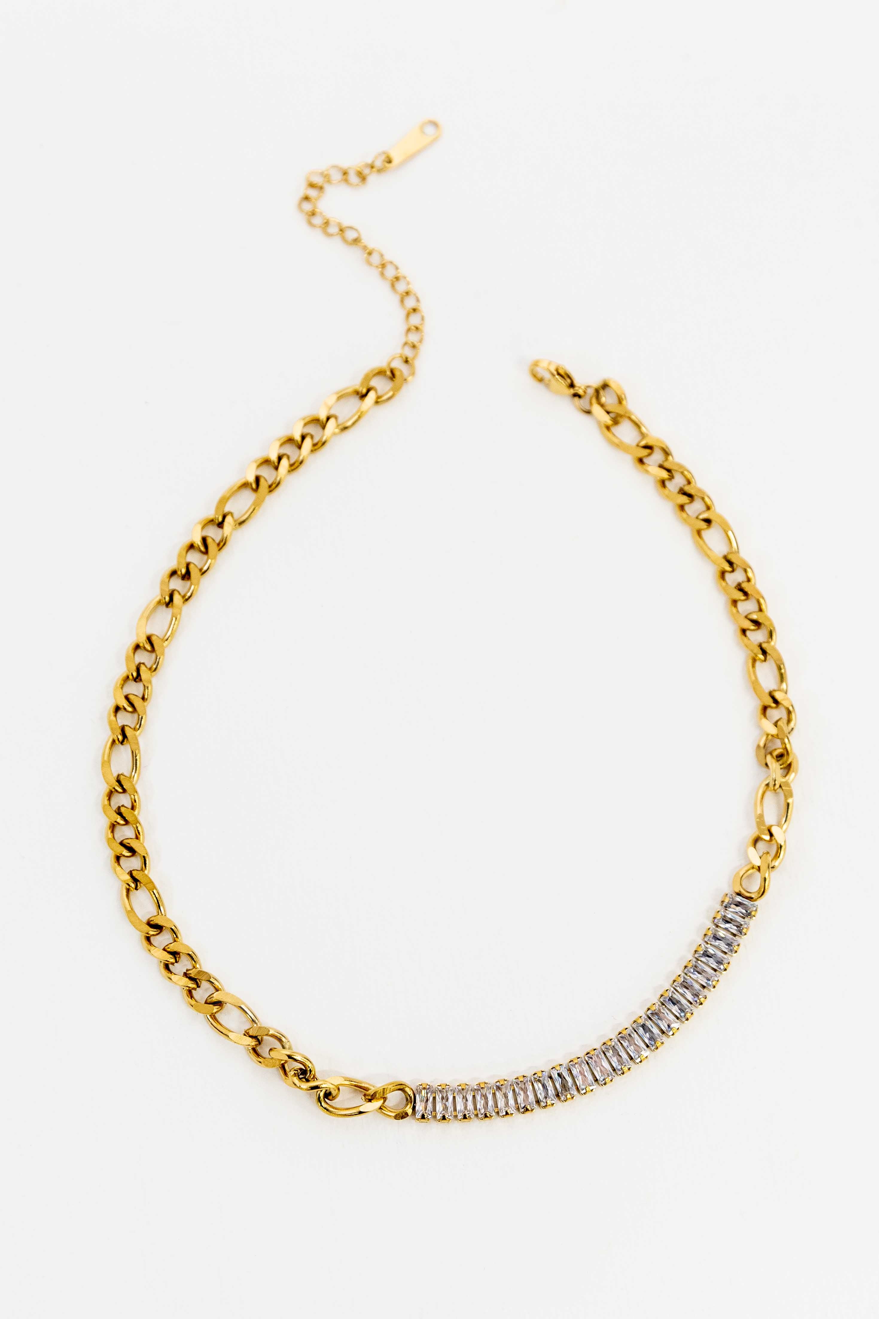 Dual Chain and Baguette Stone Necklace – Lovoda