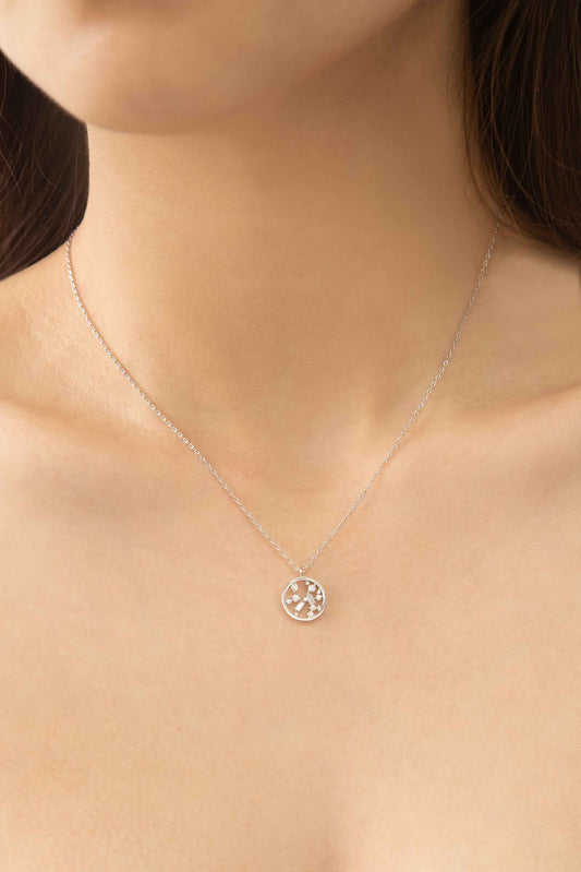 Circle Stone Necklace | Silver