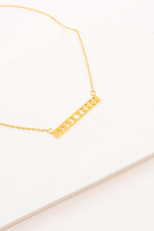 Lunar Phase Bar Necklace | Gold (18K)